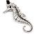 Oversized Silver Tone Seahorse Pendant with Black Leather Cord - 70cm L/ 5cm Ext - view 4