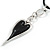 Black Resin Silver Tone Contemporary Heart Pendant with Black Leather Cord - 76cm L/ 5cm Ext - view 5