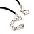 Black Resin Silver Tone Contemporary Heart Pendant with Black Leather Cord - 76cm L/ 5cm Ext - view 6