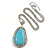 Large Teardrop Shape Turquoise Stone Medallion with Long Thick Silver Tone Chain - 66cm L/ 4cm Ext - view 2