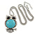 Vintage Inspired Turquoise Style Stone Owl Pendant with Thick Long Chain In Silver Tone - 66cm L/ 3cm Ext - view 2