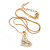 Small Crystal Ice Skating Boot Pendant with Snake Type Chain In Gold Tone - 40cm L/ 4cm Ext - view 3