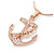 Crystal Anchor Pendant with Rose Gold Tone Snake Style Chain - 44cm L/ 4cm Ext - view 2