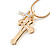 Gold Tone Crystal Double Cross Pendant with Snake Type Chain - 44cm L/ 5cm Ext - view 3