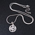 Silver Tone Small Crystal Tree Of Life Round Pendant with Snake Type Chain - 44cm L/ 4cm Ext - view 3