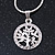 Silver Tone Small Crystal Tree Of Life Round Pendant with Snake Type Chain - 44cm L/ 4cm Ext - view 4