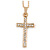 Clear Crystal Cross Pendant with Gold Tone Chain - 44cm L/ 5cm Ext
