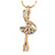 Crystal Ballerina Pendant with Gold Tone Snake Style Chain - 40cm L/ 5cm Ext