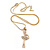 Crystal Ballerina Pendant with Gold Tone Snake Style Chain - 40cm L/ 5cm Ext - view 2