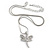 Delicate Crystal Drafonfly Pendant with Snake Type Chain In Silver Tone - 40cm L/ 5cm Ext - view 3