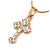 Small Clear Crystal Cross Pendant with Gold Tone Snake Type Chain - 44cm L/ 4cm Ext - view 2