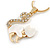 Small Crystal Kitten Pendant with Gold Tone Snake Type Chain - 41cm L/ 5cm Ext - view 2