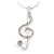 Crystal Treble Clef Pendant With Silver Tone Snake Chain - 44cm L/ 4cm Ext