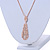 Crystal Feather Pendant with Long Double Chain In Rose Gold Tone - 80cm L - view 4
