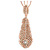 Crystal Feather Pendant with Long Double Chain In Rose Gold Tone - 80cm L