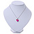 Fuchsia Faceted Glass Heart Shape Pendant with Silver Tone Beaded Chain - 40cm L/ 5cm Ext - view 2