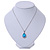 Sky Blue/ Clear Crystal Teardrop Pendant with Silver Tone Chain - 42cm L/ 5cm Ext - view 2