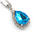 Sky Blue/ Clear Crystal Teardrop Pendant with Silver Tone Chain - 42cm L/ 5cm Ext - view 4