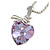 Amethyst Faceted Glass Heart Shape Pendant with Silver Tone Beaded Chain - 40cm L/ 5cm Ext - view 3