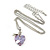 Amethyst Faceted Glass Heart Shape Pendant with Silver Tone Beaded Chain - 40cm L/ 5cm Ext - view 4