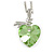 Light Green Faceted Glass Heart Shape Pendant with Silver Tone Beaded Chain - 40cm L/ 5cm Ext - view 4