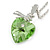 Light Green Faceted Glass Heart Shape Pendant with Silver Tone Beaded Chain - 40cm L/ 5cm Ext - view 2