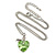 Light Green Faceted Glass Heart Shape Pendant with Silver Tone Beaded Chain - 40cm L/ 5cm Ext - view 5