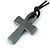 Dark Grey Hematite Cross Pendant With Black Cord - 39cm L/ 4cm Ext - view 3