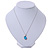 Sky Blue/ Clear Crystal Teardrop Pendant with Silver Tone Chain - 40cm L/ 6cm Ext - view 2