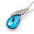 Sky Blue/ Clear Crystal Teardrop Pendant with Silver Tone Chain - 40cm L/ 6cm Ext - view 3