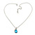 Sky Blue/ Clear Crystal Teardrop Pendant with Silver Tone Chain - 40cm L/ 6cm Ext - view 6