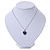 Romantic Royal Blue/ Clear Crystal Heart Pendant with Silver Tone Chain - 41cm L/ 4cm Ext - view 2