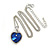 Romantic Royal Blue/ Clear Crystal Heart Pendant with Silver Tone Chain - 41cm L/ 4cm Ext - view 4