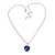 Romantic Royal Blue/ Clear Crystal Heart Pendant with Silver Tone Chain - 41cm L/ 4cm Ext - view 5