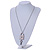 Statement Crystal Lock and Key Pendant with Chunky Long Chain In Silver Tone - 68cm Long - view 2