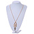 Statement Crystal Lock and Key Pendant with Chunky Long Chain In Gold Tone - 68cm - view 3
