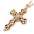 Statement Crystal Cross Pendant with Chunky Long Chain In Gold Tone - 70cm L - view 5