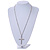 Medium Crystal Cross Pendant with Chunky Long Chain In Silver Tone - 70cm L - view 3
