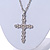 Medium Crystal Cross Pendant with Chunky Long Chain In Silver Tone - 70cm L - view 4