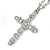 Medium Crystal Cross Pendant with Chunky Long Chain In Silver Tone - 70cm L - view 5