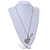 Statement Crystal Guitar Pendant with Long Chunky Chain In Silver Tone - 68cm L - view 3