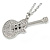 Statement Crystal Guitar Pendant with Long Chunky Chain In Silver Tone - 68cm L - view 5
