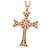Large Crystal Cross Pendant with Chunky Long Chain In Gold Tone - 66cm L
