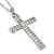 Statement Crystal Cross Pendant with Chunky Long Chain In Silver Tone - 70cm L - view 6