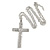 Statement Crystal Cross Pendant with Chunky Long Chain In Silver Tone - 70cm L - view 2