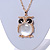 Large Crystal Owl Pendant with Chunky Chain In Gold Tone - 70cm L - view 4