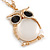 Large Crystal Owl Pendant with Chunky Chain In Gold Tone - 70cm L - view 6