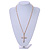 Medium Crystal Cross Pendant with Chunky Long Chain In Gold Tone - 66cm L - view 3
