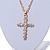 Medium Crystal Cross Pendant with Chunky Long Chain In Gold Tone - 66cm L - view 4