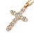 Medium Crystal Cross Pendant with Chunky Long Chain In Gold Tone - 66cm L - view 5